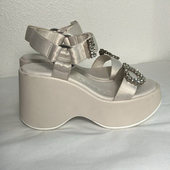 KARL LAGERFELD Kiana Platform Sandal‎ women jewels white platform summer 5.5 - Picture 5 of 12